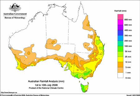 Rainfall to 10th July