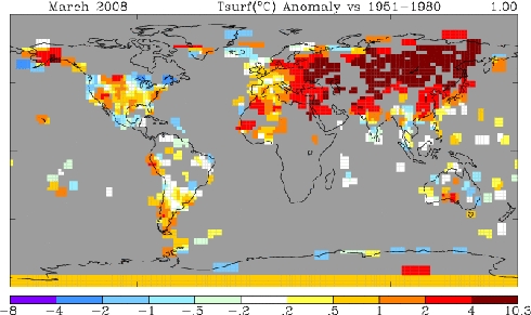 NASA Temperatures March, 2008 - 250 mile smoothing radius - looks hot