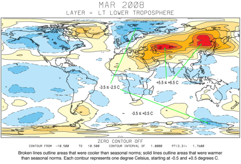 UAH Satellite Temperatures March, 2008 - looks cool